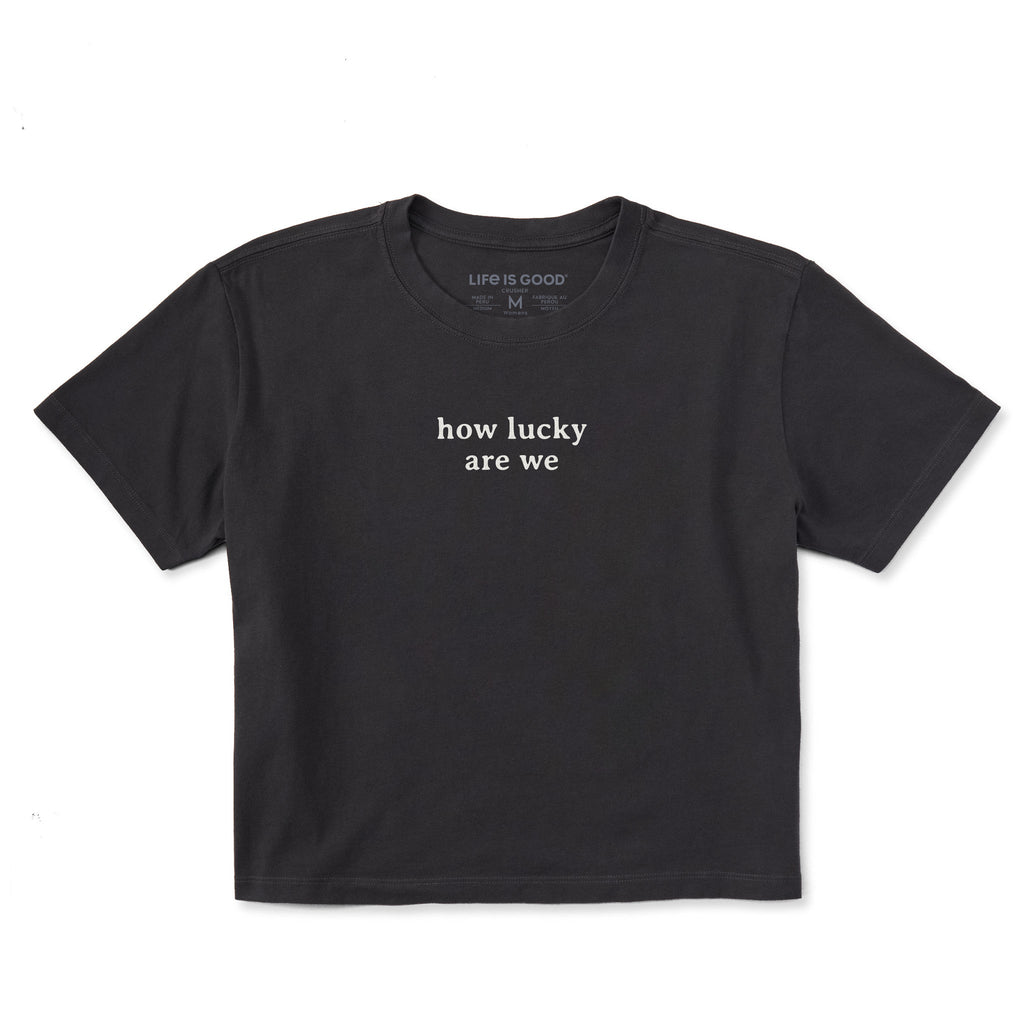 Women's How Lucky Are We Simple Short Sleeve Crusher Boxy product image 1