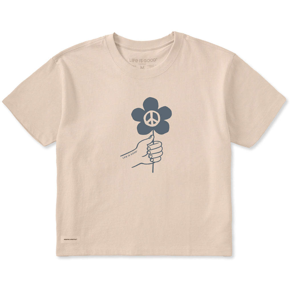 Women's Peace Flower Hand Short Sleeve Crusher Boxy Tee product image 1