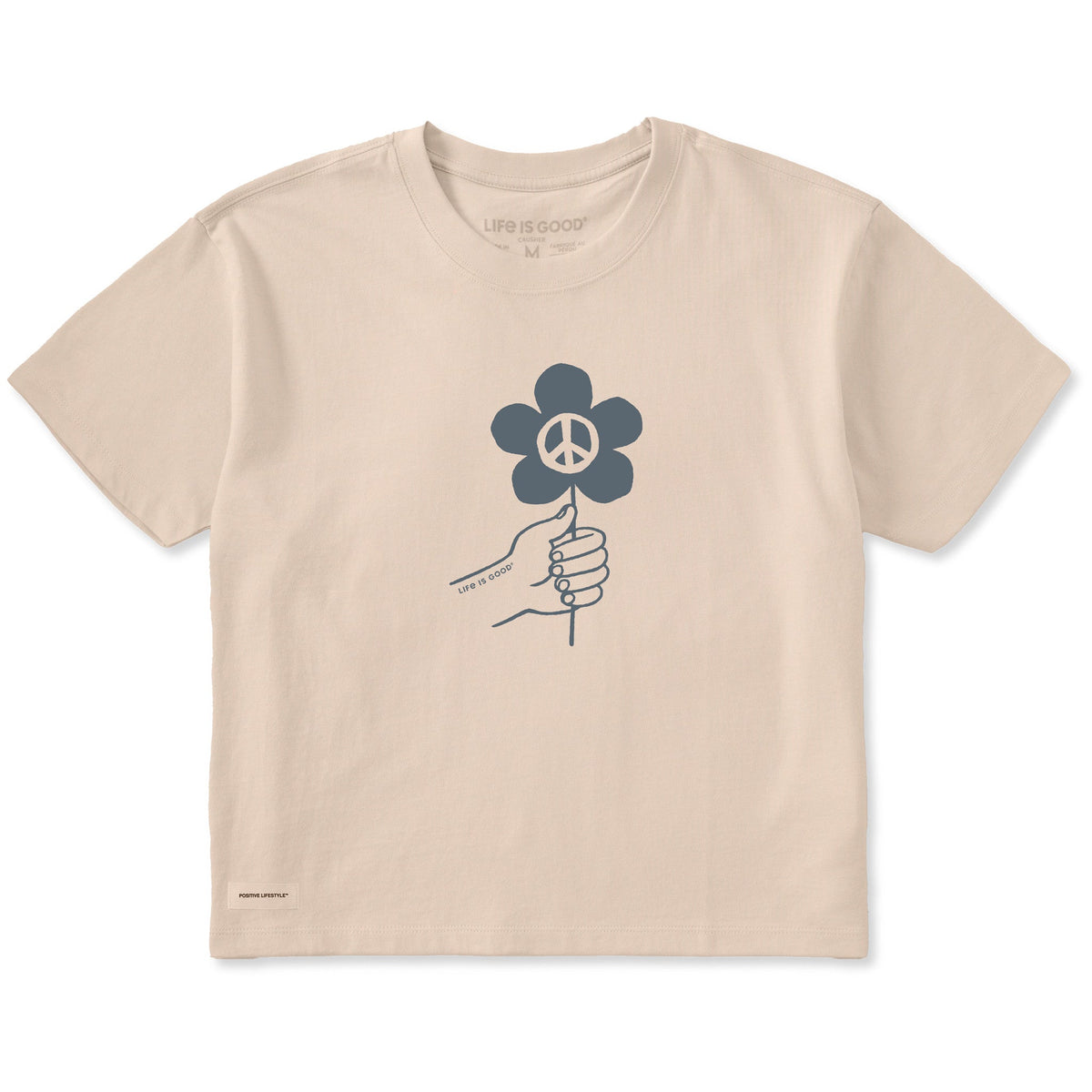 Women's Peace Flower Hand Short Sleeve Crusher Boxy Tee product image 1