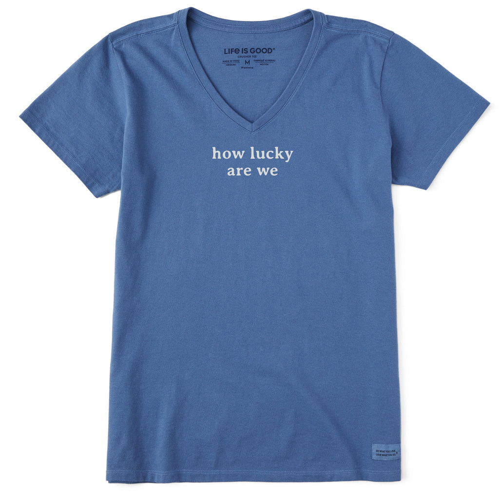 Women's How Lucky Are We Simple Short Sleeve Crusher Vee product image 1